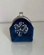 Portmonetka damska Gipsówka, saszetka, haftowana ręcznie