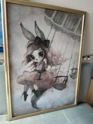 70x80 Mrs Mighetto Plakat karuzela dziewczynka królik unikatowa 