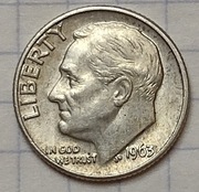 0857 USA 10 centów DIME 1963 D srebro piękna 