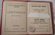 legitymacja do Złotego Medalu „Siły Zbrojne w Służbie Ojczyzny” 1968 r.