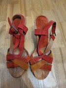 Sandały venezia 38 czerwone obcas skóra