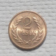 Kolumbia Republika 2 peso 1977 KM# 263 Generał Szymon Bolivar Ładny stan