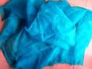 Kupon 2 szt. turkus 38x 280 cm =5m 60 cm mieniący się kryształek organza