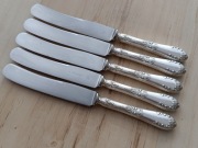 PRZEDWOJENNE SREBRZONE NOŻE ŚNIADANIOWE FRAGET PLAQUE ROMAŃSKI 23,5cm