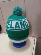 Czapka zielono biała zimowa  ciepła  czapka z pomponem. Obwód +-54cm