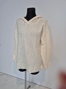 Kremowy swetr sweter z kapturem
