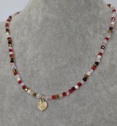 Wisiorek ze szklanych koralików zawieszka serce, prezent walentynki 