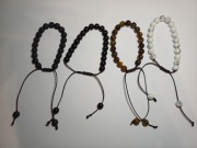 Zestaw 4 bransolet z Tygrysiego Oka, Białego Turkusu i Lawy Wulkanicznej