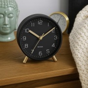 Budzik, zegar stojący stołowy z podświetleniem LED na baterie czarny LOFTY