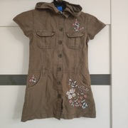 Adams piękna brązowa sukienka szmizjerka z haftem 104