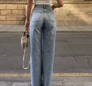 S 36 Zara spodnie jeansowe TRF z wysokim stanem i szerokimi nogawkami