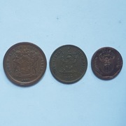 Monety, RPA 5 centów 1991, 1 cent 1972, 10 centów 2014