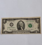 2 dolary USA, seria 1976r, stan bardzo dobry nr G 60170624 A