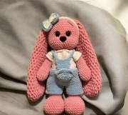 Ręcznie robiony królik maskotka – różowy, biały miękki, idealny na prezent 