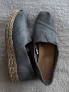 Szare skórzane zamszowe buty espadryle na koturnie Toms 37,5 37 38