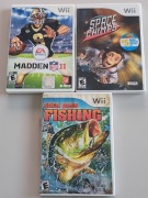 3 x gry Nintendo Wii: Sega Bass Fishing / Madden NFL 11 / Space Chimps
