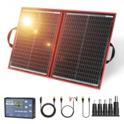 DOKIO Panel Słoneczny 110W 18V Składany + Regulator LCD USB 12V