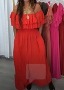 sukienka długa,hiszpanka,z kieszeniami, czerwona Lena Largo