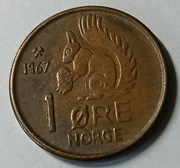 MONETA  1  ORE  NORWEGIA  1967. (214)