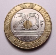 Francja 20 franków 1994 BIMETAL RZADKA!