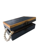 Szkatułka na biżuterię ręcznie malowana DREWNIANA Granatowa Złota CELESTIAL