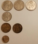 zestaw Forint 20,20,20,5,2,2,1 1970-2001r monety n58