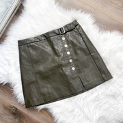 Bershka: Khaki skórzana mini spódniczka rozmiar L