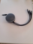 Kabel ladujacy zwijany 3w1 100W lightning usb-c microUSB usbc