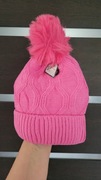XHX różowa czapka zimowa ocieplana z pomponem 