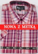 Koszula męska bordowa w paski na krótki rękaw kołnierzyk 40/41