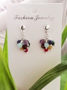 Srebne kolczyki 925 wkręty kamienie czakry grona 