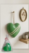 Serce gipsowe ręcznie malowane ZIELONE – Dekoracja 11,5 cm