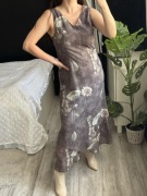 Vintage sukienka Aust Dress for success L maxi długa z falbanami na dole