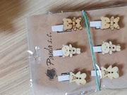 DREWNIANE SPINACZE KLAMERKI miśki  6SZT