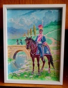 SZWOLEŻER  POLSKI POD SAMOSIERRĄ- OBRAZ OLEJNY -J. KOSSAK 43X33 