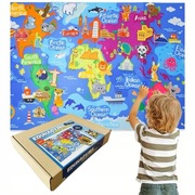 Duża Edukacyjna Mata Filcowa na Rzepy – Mapa Świata dla Dzieci