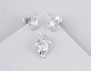 Komplet biżuterii srebrnej kolczyki + przywieszka