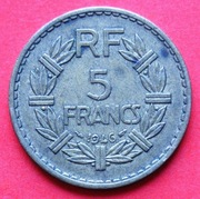 5  Franków  1946  r  -  Francja    Rzadka  !!    stan !!