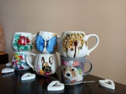 Kubki ręcznie malowane 450ml, 350 ml, kubki z różnymi motywami, ceramiczne 