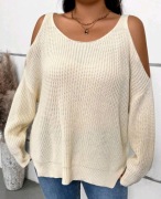 SWETER OVERSIZE Z DZIURAMI NA RAMIONACH 