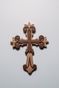 Zdobiony krzyż ścienny - beż i ciemny brąz 