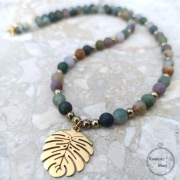 Naszyjnik Monstera z agatu indyjskiego 