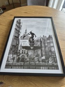 2 obrazy w ramie: Neptun i uliczka Gdańska