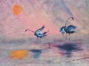 "Poniedziałek na mokradłach o świcie" oryg., sygnowany obraz akryl. z cert.