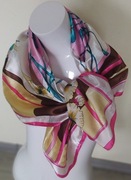 Jedwabna duża turecka apaszka chusta w pięknych kolorach i wzorze