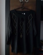 Czarna bluzka L bluzka z koralikami koralikowy wzór