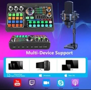 Mikrofon kondensatorowy. Zestaw do podcastów z kartą dźwiękową