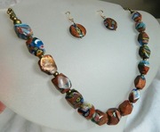 Piasek pustyni i Millefiori, oryginalny zestaw biżuterii 2 elem