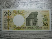 BANKNOT MIASTA POLSKIE 20 ZŁOTYCH 1990 ROK GDAŃSK UNC