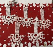 Dekoracje choinkowe 5 sztuk długość ok 14cm Ręcznie robione na szydełku 